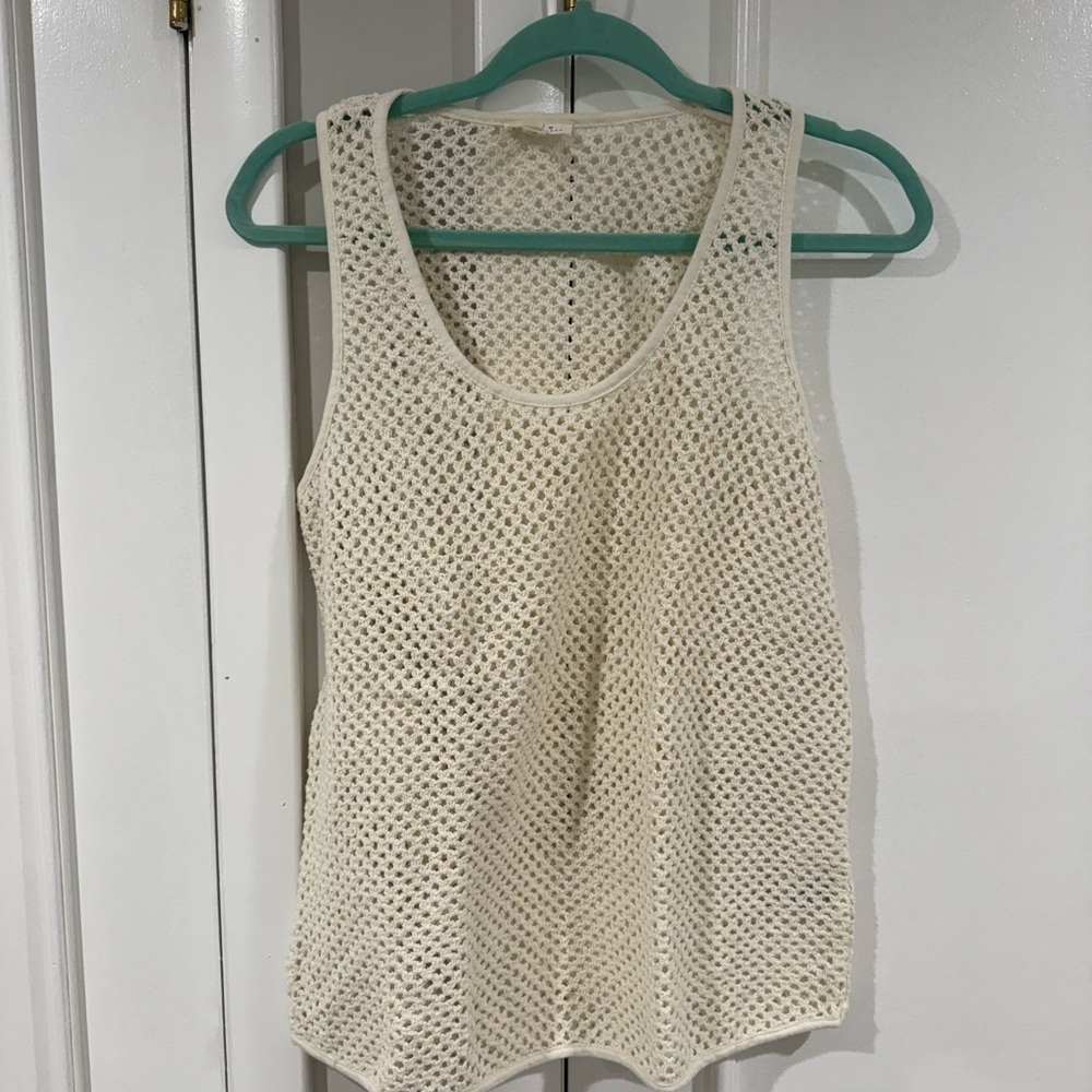 Cream Sleeveless Knit Top